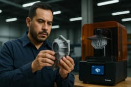 Ingeniero usando resina Tough 100E en 3D