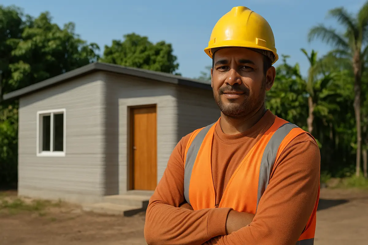 Trabajador de Urban3D en obra 3D